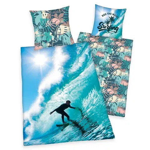 Obliečky Herding Bavlnené obliečky Surfing, 140 x 200 cm, 70 x 90 cm