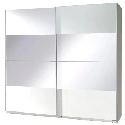 Šatníkové skrine Skriňa Twister 2 biela/zrkadlo 225 cm