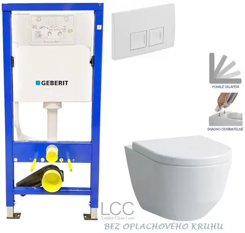 Kúpeľňa GEBERIT DuofixBasic s bielym tlačidlom DELTA50 + WC LAUFEN PRO LCC RIMLESS + SEDADLO 458.103.00.1 50BI LP2