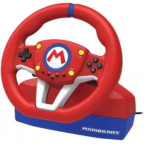 Príslušenstvo k herným konzolám HORI pretekársky volant Mario Kart Pro MINI pre konzoly Nintendo Switch, červený NSW-204U
