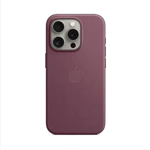 Puzdrá na mobilné telefóny Zadný kryt FineWoven pre Apple iPhone 15 Pro s MagSafe, morušovo červená MT4L3ZM/A