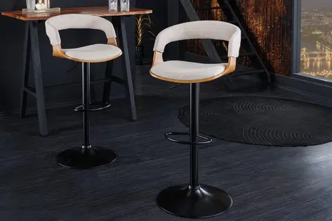 Barové stoličky LuxD Dizajnová barová otočná stolička Uriela jaseň / béžová