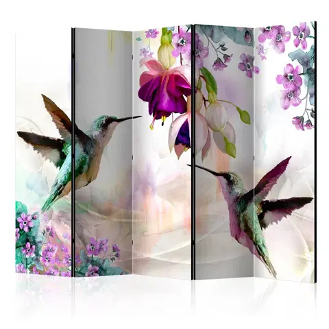 Paravány Paraván Hummingbirds and Flowers Dekorhome 225x172 cm (5-dielny)