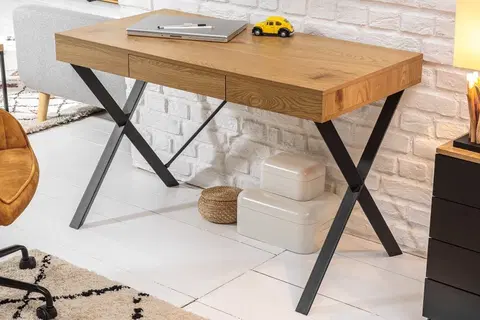 Písacie stoly LuxD Dizajnový písací stôl Kiana 110 cm vzor dub
