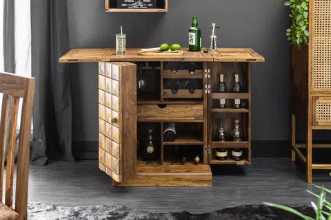 Barové skrinky Rozkladací barový stôl NAUPLIOS Dekorhome Sheeshamové drevo