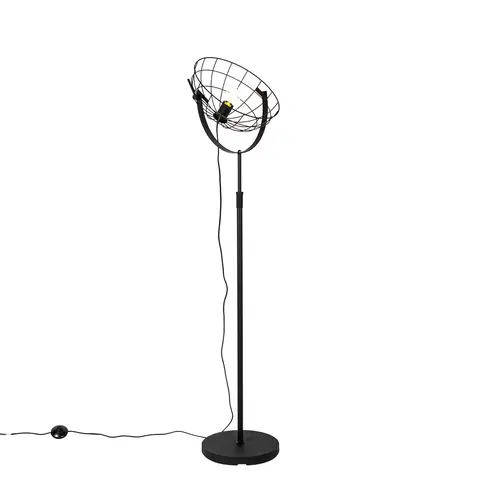 Stojace lampy Priemyselná stojaca lampa čierna 35 cm nastaviteľná - Hanze