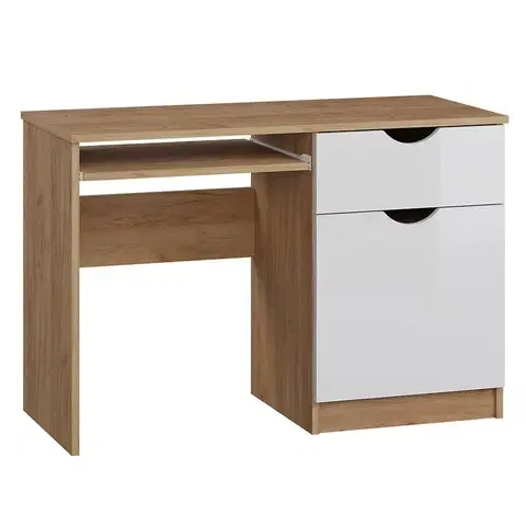 Moderné kancelárske stoly Písací stôl Tymeo 1d1s D.craft zlatý+Biely Lesk