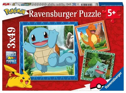 Hračky puzzle RAVENSBURGER - Vypustite Pokémonov 3x49 dielikov