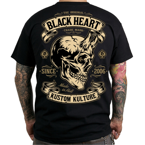 Pánske tričká Tričko BLACK HEART Devil Skull čierna - M