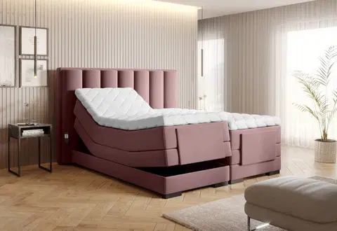 Elektrické polohovacie Elektrická polohovacia boxspringová posteľ VERONA Eltap Velvetmat 24 - ružová