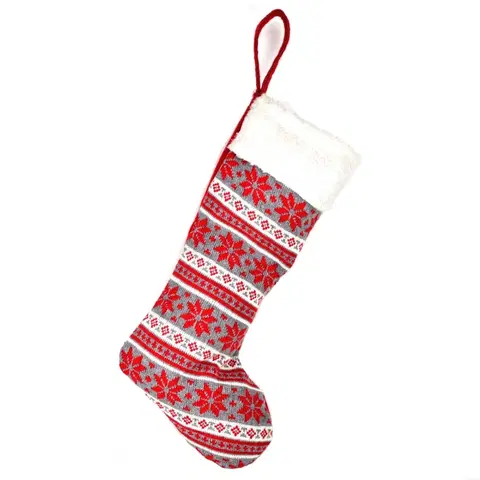 Vianočné dekorácie Vianočná textilná topánka pletená, 45 cm, sivá