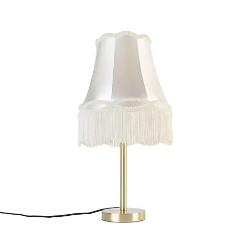 Stolove lampy Klasická stolná lampa mosadzná s tienidlom Granny cream 30 cm - Simplo