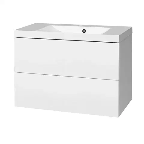 Kúpeľňový nábytok MEREO - Aira, kúpeľňová skrinka s umývadlom z liateho mramoru 81 cm, biela CN711M