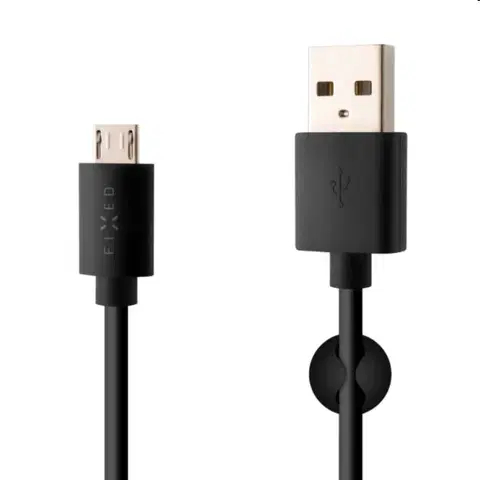 USB káble FIXED Dátový a nabíjací kábel USBmicro USB, 12 W, 1 m, čierny FIXD-UM-BK