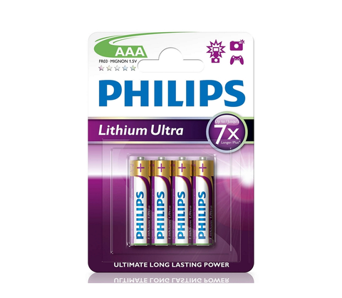 Predlžovacie káble Philips Philips FR03LB4A/10 - 4 ks Lithiová batéria AAA LITHIUM ULTRA 1,5V 