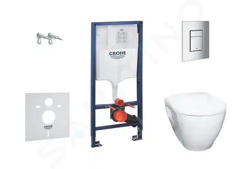 Kúpeľňa GROHE - Solido Set predstenovej inštalácie, klozetu Bau Ceramic a dosky softclose, tlačidlo Skate Cosmopolitan, chróm 38528SET-KH