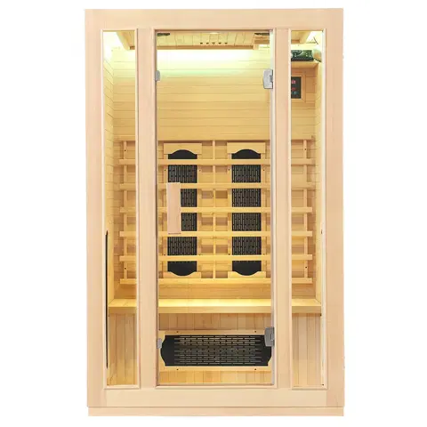 Bývanie a doplnky Juskys Infračervená sauna/tepelná kabína Nyborg S120K s keramikou, panelovým radiátorom a drevom Hemlock