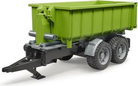 Hračky - dopravné stroje a traktory BRUDER - 02035 Zelený príves so sklápacím kontajnerom