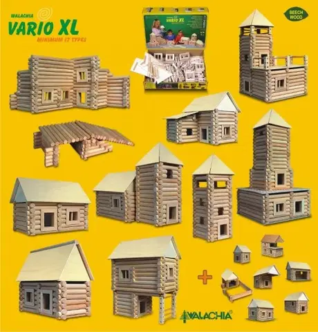 Hračky stavebnice WALACHIA - Drevená stavebnica VARIO XL 184 dielov