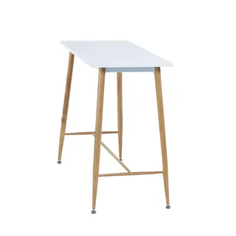 Jedálenské stoly Barový stôl, biela/buk, 110x50 cm, DORTON