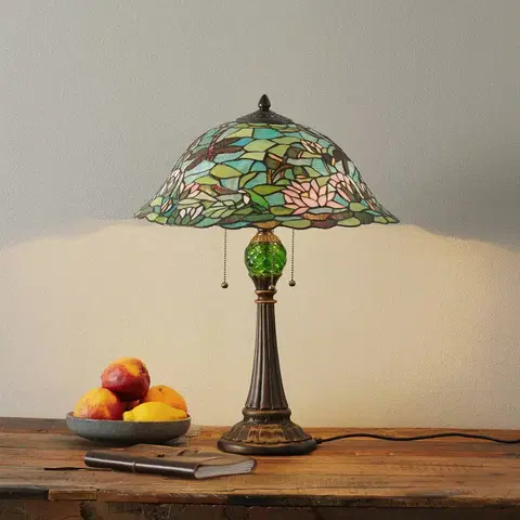 Stolové lampy Clayre&Eef Magická stolná lampa Waterlily v štýle Tiffany