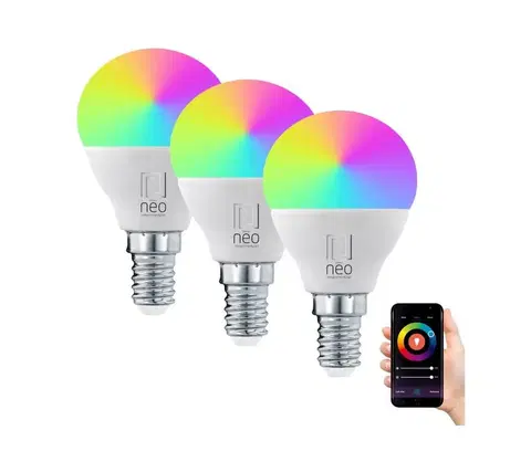 Žiarovky  NEO LITE SMART sada 3x žárovka LED E14 6W RGB+CCT barevná a bílá, stmívatelná, Wi-Fi, P45, TUYA