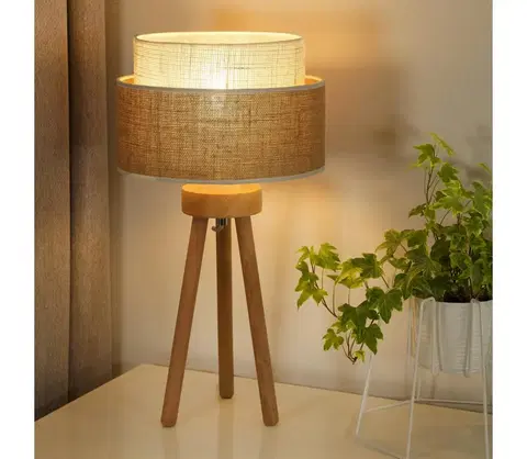 Lampy   - Stolná lampa YUTE BOHO 1xE27/15W/230V hnedá/šedá 
