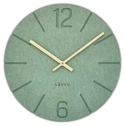 HODINY NA STENU CRYSTAL Drevené hodiny LAVVU Natur LCT5027, zelena 34cm