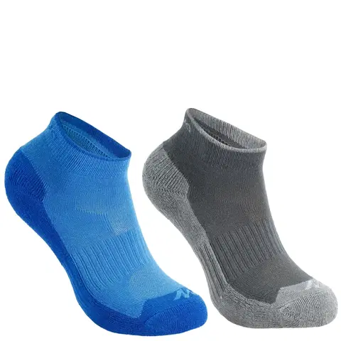 ponožky Detské nízke turistické ponožky MH100 2 páry modré a sivé
