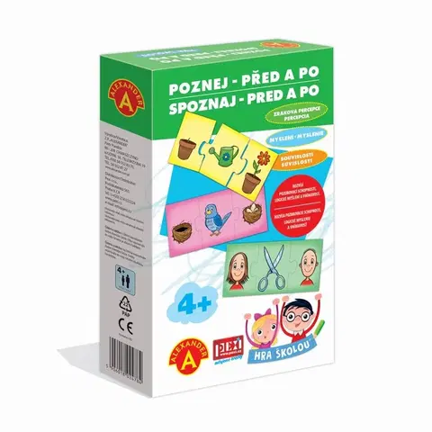 Hračky spoločenské hry pre deti PEXI - Pexi Hra Školou - Spoznaj - Pred A Po