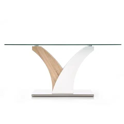 Stoly v podkrovnom štýle Stôl Vilmer 160 – Bezfarebný/Biely/Dub Sonoma