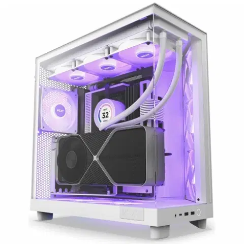 PC skrinky NZXT case H6 Flow RGB  3x120 mm fan  glass  mesh panel  white CC-H61FW-R1