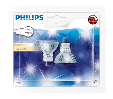 Žiarovky Philips SADA 2x Halogénová žiarovka Philips GU4/35W/12V 3000K 