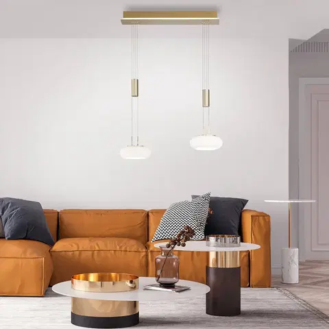 SmartHome lustre Q-Smart-Home Paul Neuhaus Q-ETIENNE LED svetlo, 2-pl., mosadzná