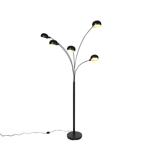 Stojace lampy Dizajnová stojaca lampa čierna 5-svetlá - šesťdesiate roky