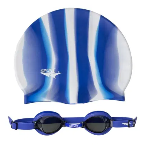 Plavecké okuliare Detské plavecké okuliare SPURT ZEBRA 1100 s čiapkou - modré