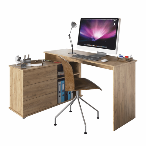 Písacie a pracovné stoly KONDELA Terino L/P univerzálny rohový pc stôl dub artisan