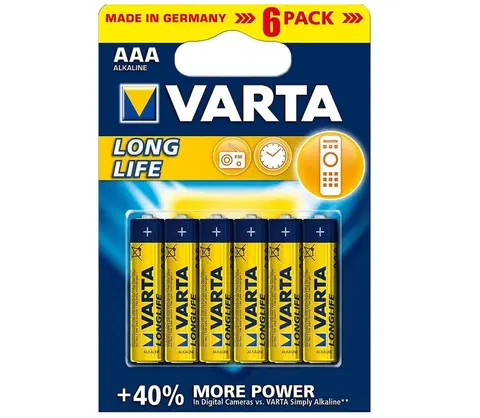 Predlžovacie káble VARTA Varta 4103 - 6 ks Alkalické batérie LONGLIFE EXTRA AAA 1,5V 