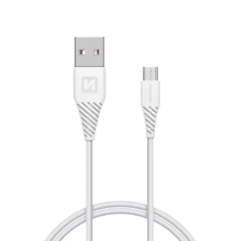 USB káble Dátový kábel Swissten s pčervenýĺženým Micro-USB konektorom pre odolné telefóny, biely 71504302