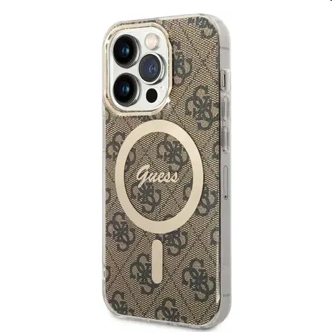 Puzdrá na mobilné telefóny Puzdro Guess 4G IML MagSafe for Apple iPhone 14 Pro, hnedé 57983114246