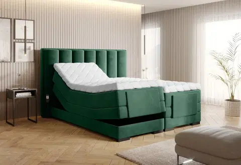 Boxspring Elektrická polohovacia boxspringová posteľ VERONA Eltap Lukso 35 - tmavo zelená