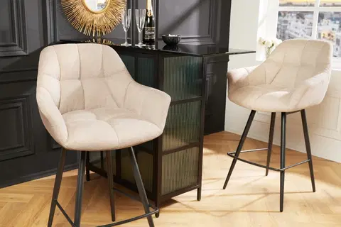Barové stoličky LuxD Dizajnová barová otočná stolička Vallerina béžová