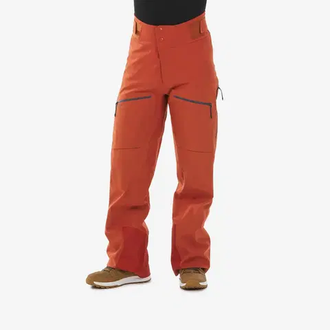 nohavice Pánske lyžiarske nohavice FR500 tehlové