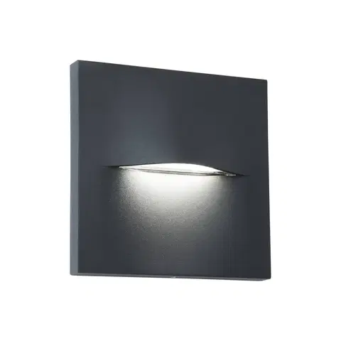 Vonkajšie nástenné svietidlá Viokef Vonkajšie nástenné svietidlo LED Vita, tmavosivá farba, 14 x 14 cm