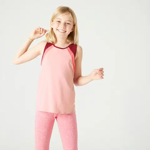 nohavice Dievčenské tielko S500 na cvičenie ružové