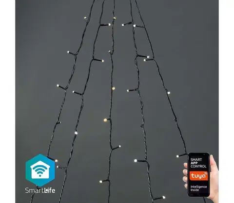 Vianočné osvetlenie  SmartLife LED Wi-Fi Teplá až studená biela 200 LED 5 x 4 m Android/IOS WIFILXT12W200