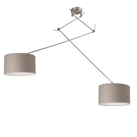 Zavesne lampy Závesné svietidlo oceľové s tienidlom 35 cm nastaviteľné taupe - Blitz II