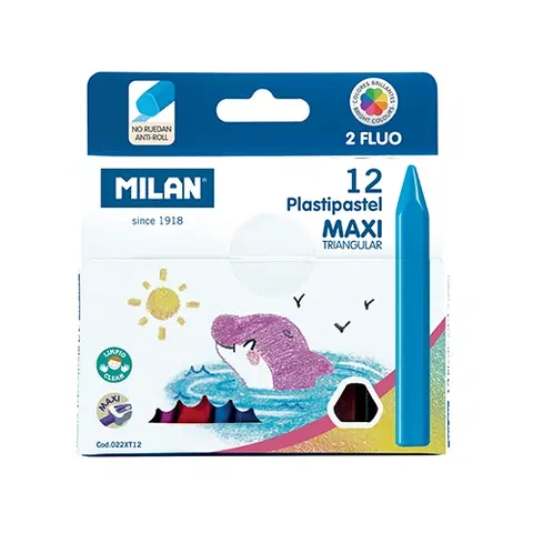 Hračky MILAN - Pastelky MAXI plastické 10 ks + 2 ks FLUO