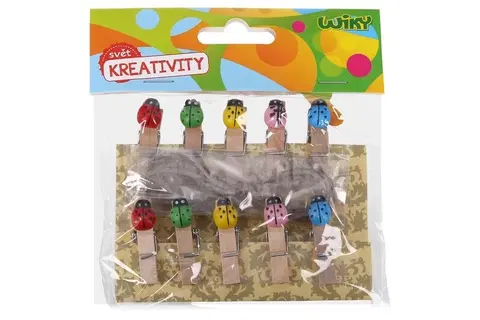 Kreatívne a výtvarné hračky WIKY - Drevené štipce Lienka 10ks/3,5cm