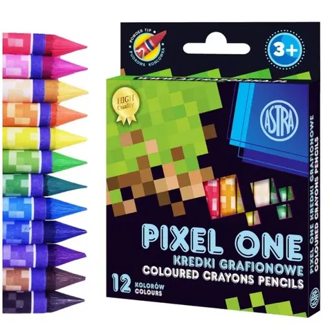 Hračky ASTRA - Detské grafitové farbičky bez dreva MINECRAFT Pixel One, sada 12ks, 316121007